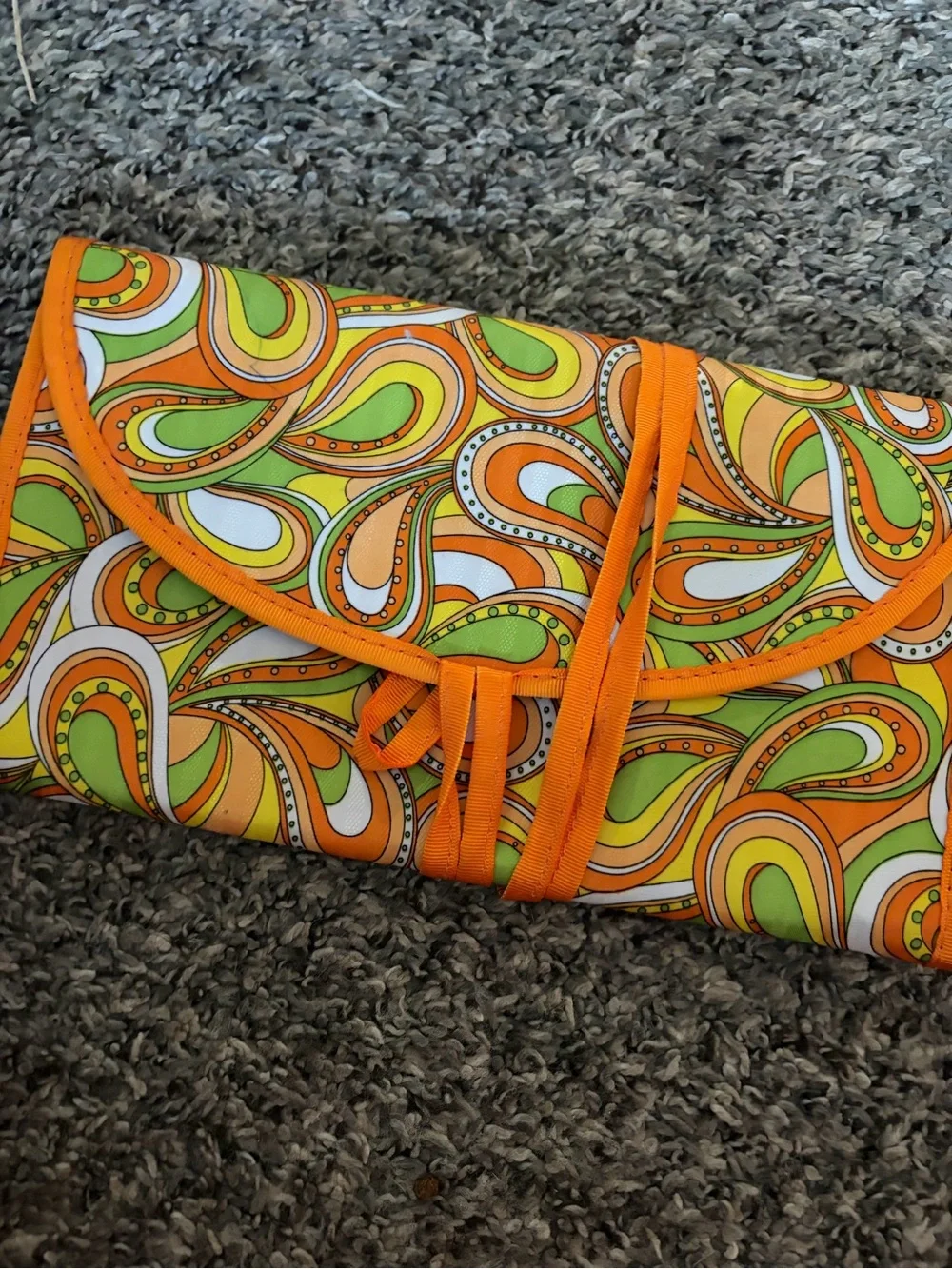 Striped‎ Travel Jewelry Organizer Pouch - Orange Trim